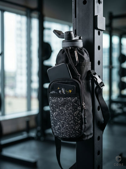 SPORJET Magnetic Gym Bottle Bag - Magnetic Bottle Holder - Gym Phone Holder - Bottle Sling Bag Gym Bag Essentials